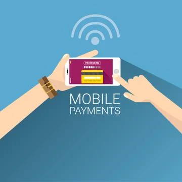 Smartphone processing of mobile payments Stock Illustration