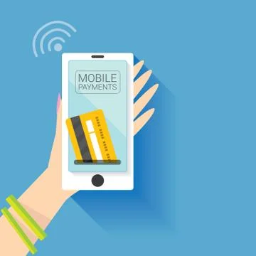 Smartphone processing of mobile payments Stock Illustration