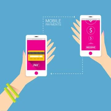 Smartphone processing of mobile payments Stock Illustration
