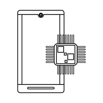 Smartphone with processor devices technology Stock Illustration