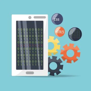 Smartphone with programmig coding on screen Stock Illustration