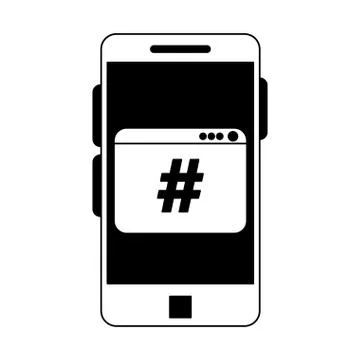 Smartphone programming code symbol in black and white Illustration