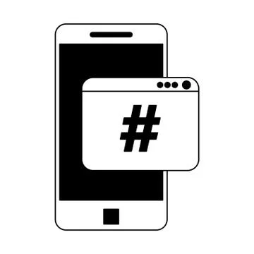 Smartphone programming code symbol in black and white Stock Illustration