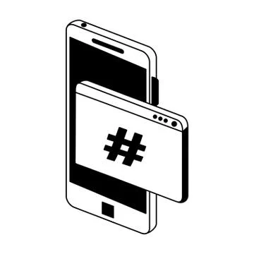 Smartphone programming code symbol in black and white 스톡 일러스트