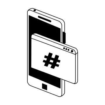 Smartphone programming code symbol in black and white Stock Illustration
