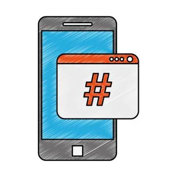 Smartphone programming code symbol scribble Illustrazione stock