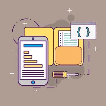 Smartphone programming folder coding tool Stock-Illustration