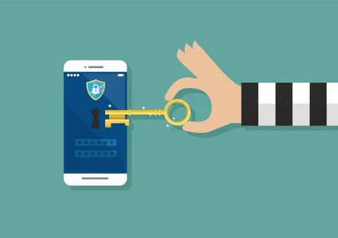 Smartphone protected by firewall guard Stock Illustration