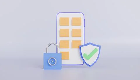 Smartphone with protected folders Stock Illustration