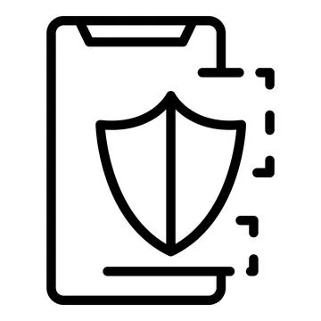 Smartphone protection icon outline vector. Code step Stock Illustration