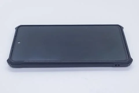 Smartphone with Protective Case, Front View with Black Screen Stock Photos