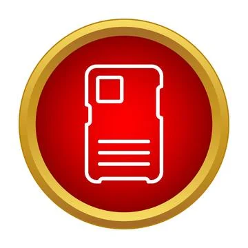 Smartphone protector case outline icon in red button Stock Illustration