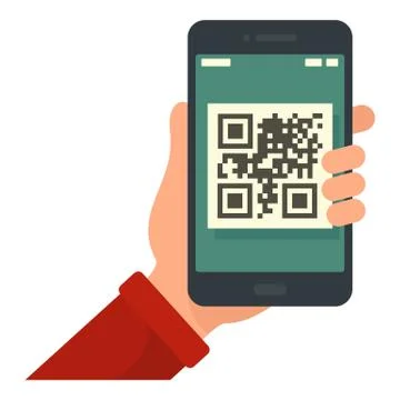 Smartphone qr code in hand icon, flat style 스톡 일러스트