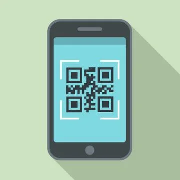 Smartphone qr code icon, flat style 스톡 일러스트