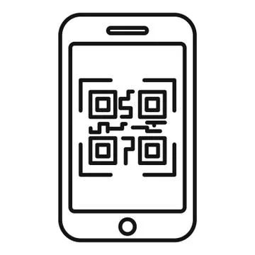 Smartphone qr code icon, outline style Stock Illustration