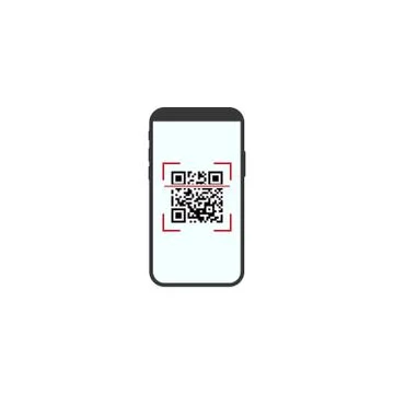 Smartphone, QR code icon. Vector illustration, flat design. Stock Illustration