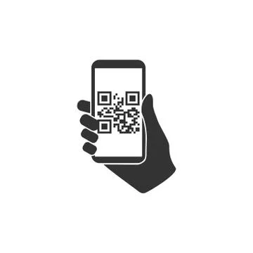 Smartphone, QR code icon. Vector illustration, flat design. Stock Illustration