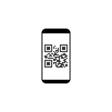Smartphone, QR code icon. Vector illustration, flat design. Stock Illustration