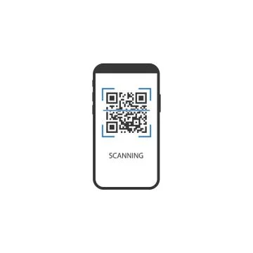 Smartphone, QR code icon. Vector illustration, flat design. Stock Illustration