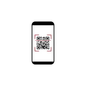 Smartphone, QR code icon. Vector illustration, flat design. Stock Illustration
