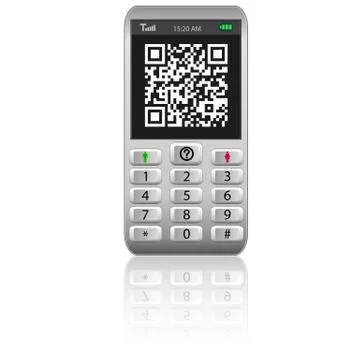 Smartphone with qr code. Illustrazione stock