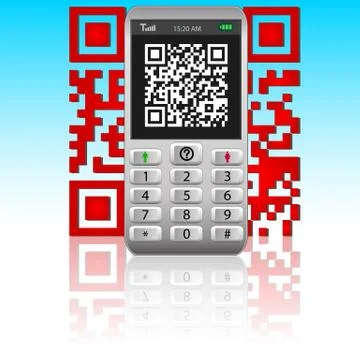 Smartphone with qr code. Illustrazione stock
