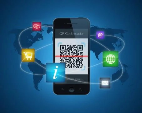 Smartphone with qr code reader Stock Illustration