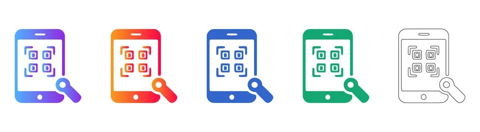 Smartphone qr code scanner icon for mobile app interface Stock Illustration