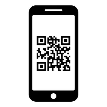 Smartphone with QR code on screen icon black color vector illustration flat s Stockillustratie