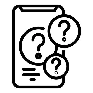 Smartphone question interaction icon, outline style Stock Illustration