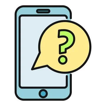 Smartphone with question mark chat bubble getting help Stock Illustration