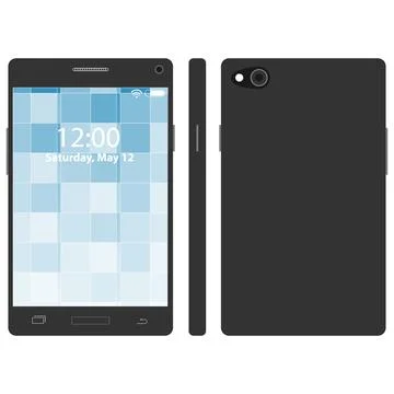 A smartphone, a realistic smartphone from three sides. イラスト素材