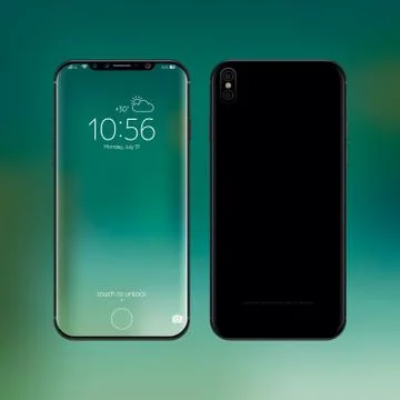 Smartphone realistic vector illustration. New frameless black smart phone des Stock Illustration