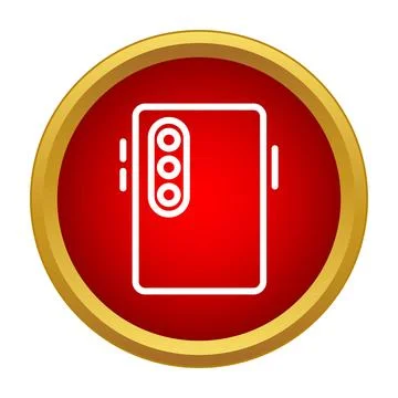 Smartphone rear view triple camera icon displaying technology Stock Illustration