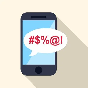 Smartphone receiving angry text message cyberbullying communication Stock Illustration