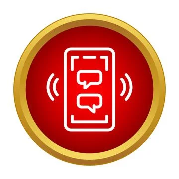 Smartphone receiving chat messages notification in red circle Stock Illustration