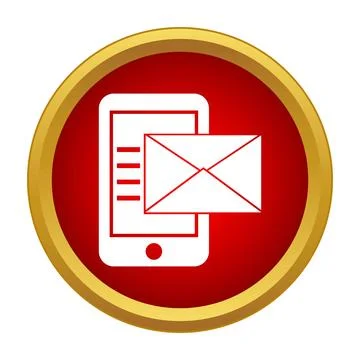 Smartphone receiving message icon with gold border Stock Illustration