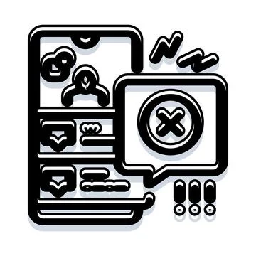 Smartphone receiving negative error notification alert 스톡 일러스트