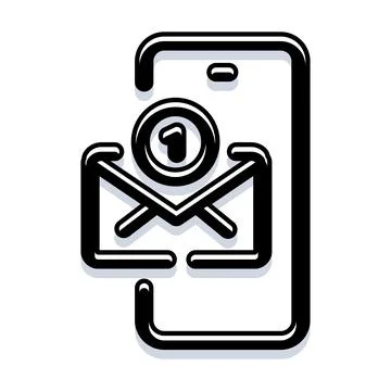 Smartphone receiving new email message notification line icon Stock Illustration