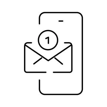 Smartphone receiving new message notification with mail icon Stock Illustration