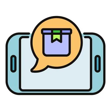 Smartphone receiving notification about package delivery Stock Illustration