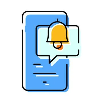Smartphone receiving notification alert bell icon illustration Stock Illustration