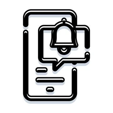 Smartphone receiving notification bell icon with speech bubble Stock Illustration