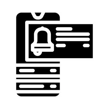 Smartphone receiving notification message with alert bell icon Stock Illustration