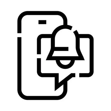 Smartphone receiving notification message alert line icon Stock Illustration