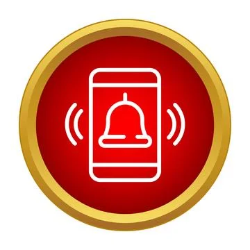 Smartphone receiving notification with ringing bell icon Stock Illustration