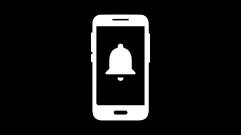 Smartphone receiving ringing notification bell alert animation Stock Footage 337363566
