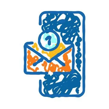 Smartphone receiving unread message notification with question mark Stock Illustration
