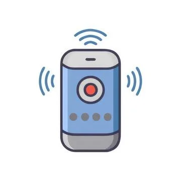 Smartphone with recording app and wireless signals Stockillustratie