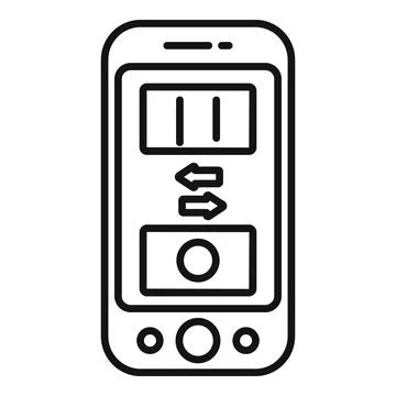 Smartphone recording audio message with play and rewind buttons icon Stock Illustration
